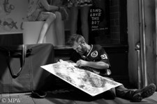 Queen Street Auckland city, black and white photo by Mike Wheelton